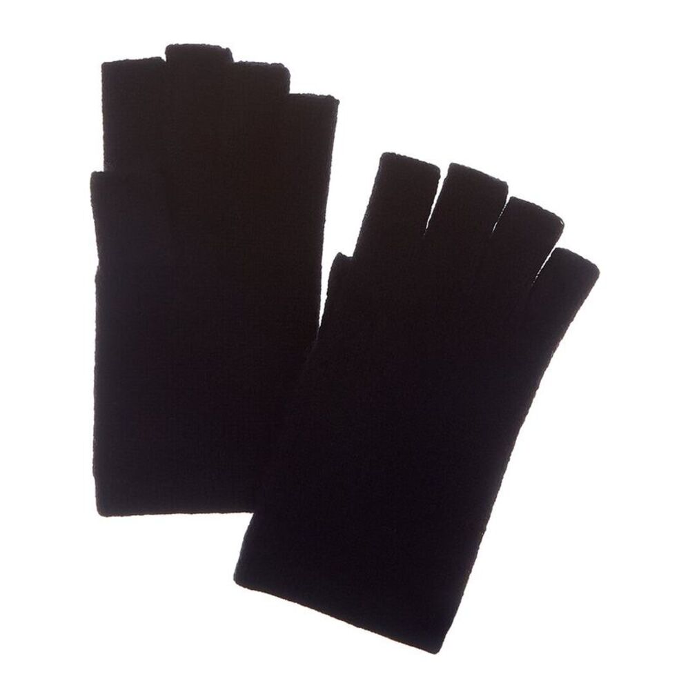 Sofiacashmere Fingerless Cashmere Gloves, Black